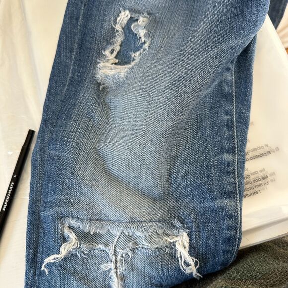 Ag Adriano Goldschmeid Distressed Med Wash The Stilt Cigarette Roll Up Jeans 27 - Picture 12 of 15